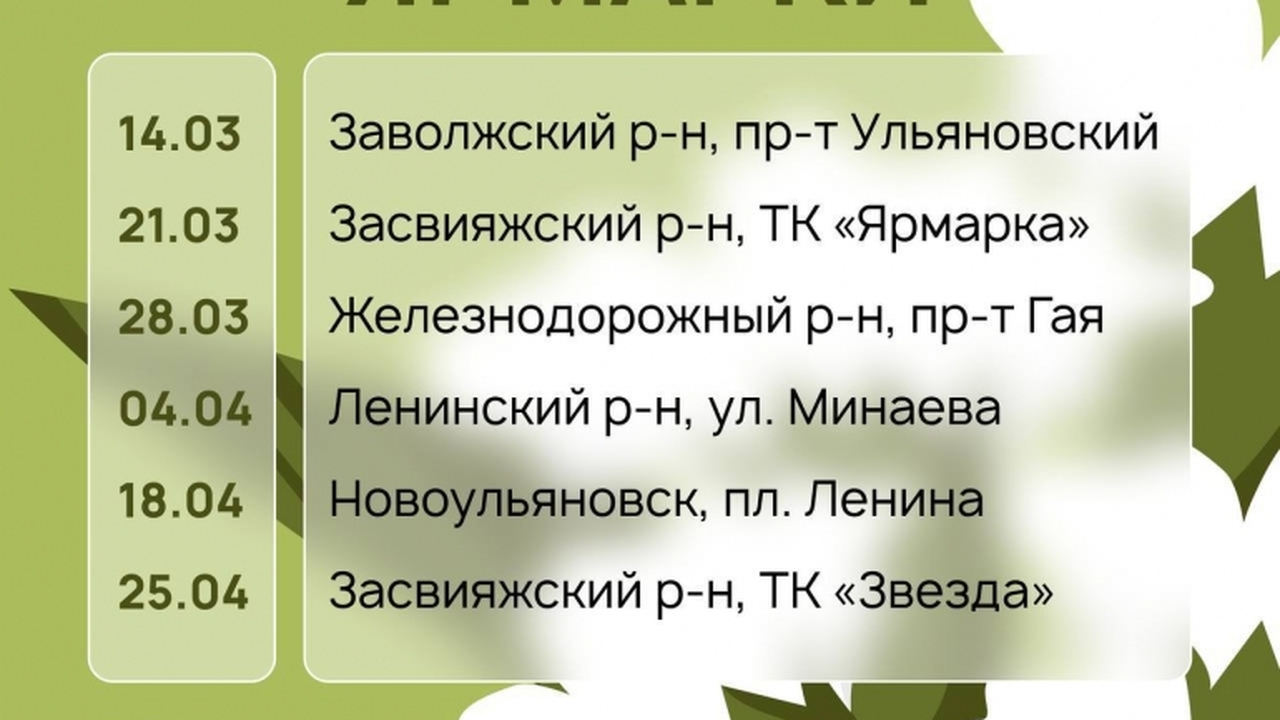 В Ульяновск определили график проведения весенн...
