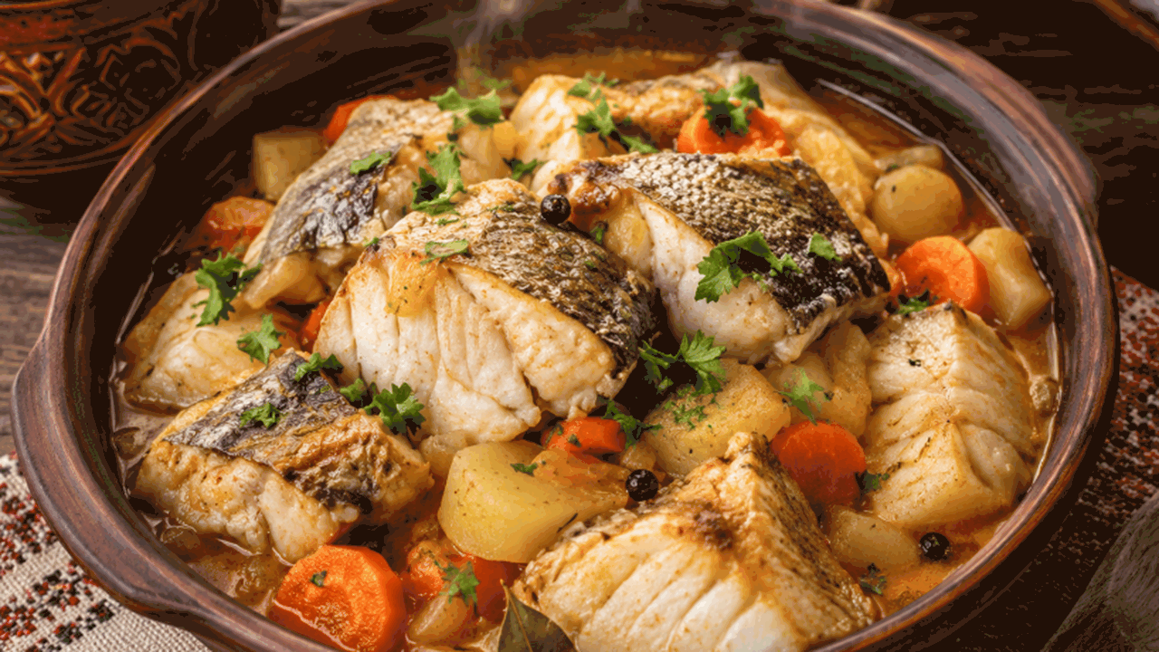 Сурское рыбное жаркое: вкус Волги и русской печи - рецепт Сурское рыбное жаркое — старинное блюдо с берег...