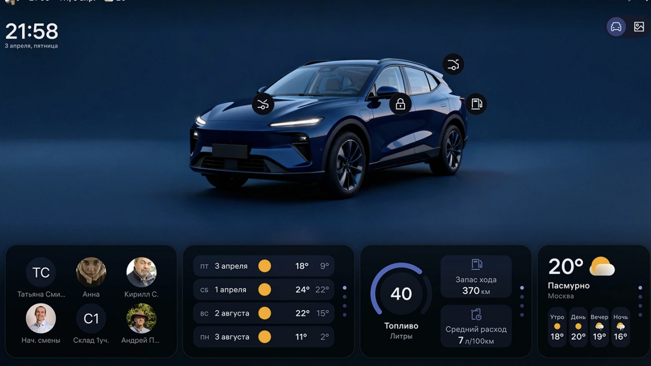 Российская мультимедиа «Аврора Авто» получила новый интерфейс Операционная система для автомобилей «Аврора Ав...