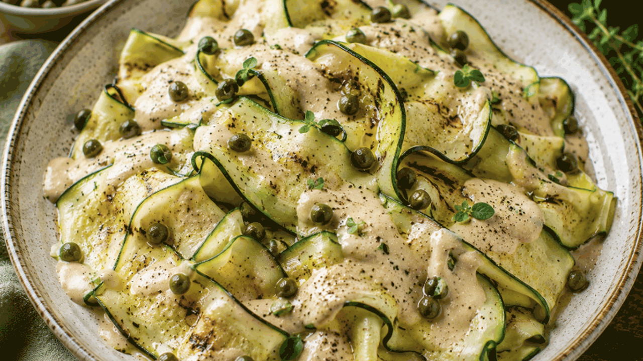 Запекаю и поливаю соусом из тунца: закуска кабачки тоннато выглядит как ресторанная Запечённые кабачки под нежным соусом из тунца, ...