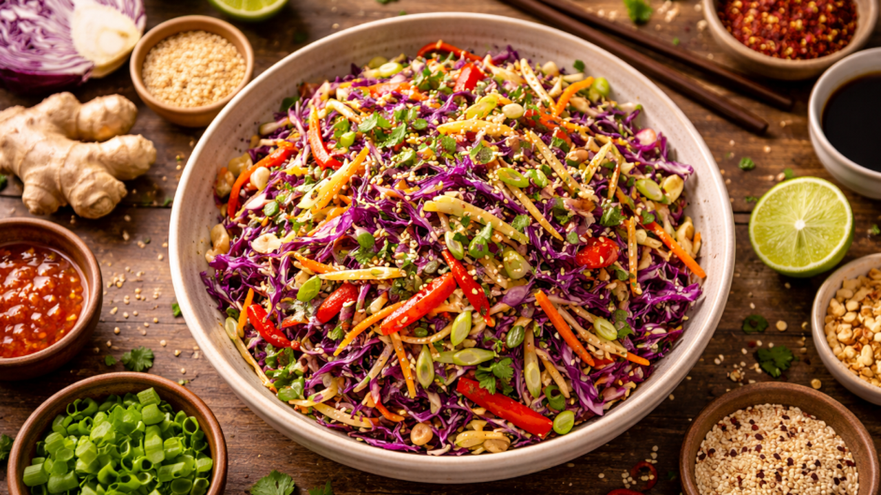 Восточный салат за 15 минут: простой рецепт с капустой и специями, который произведёт впечатление Простой рецепт восточного капустного салата с и...