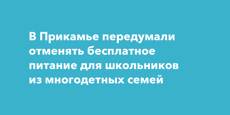 В Прикамье передумали отменять бесплатное питание для школьников из многодетных семей